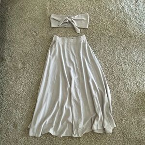 Light Grey Top and Long Skirt Set